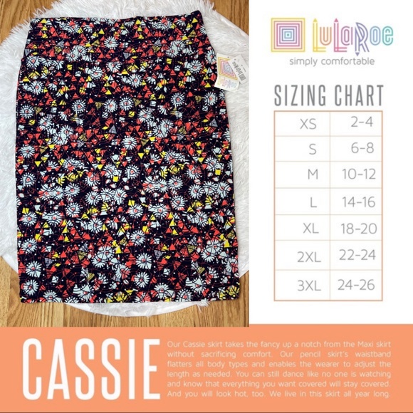 LuLaRoe Cassie Floral Geometric Print Pencil Skirt - Picture 3 of 8